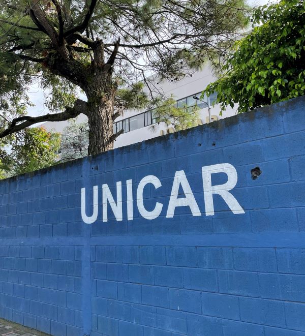 Blue wall at Unicar hospital in Guatemala
