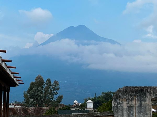 Blue volcano in Antigua, Guatemala