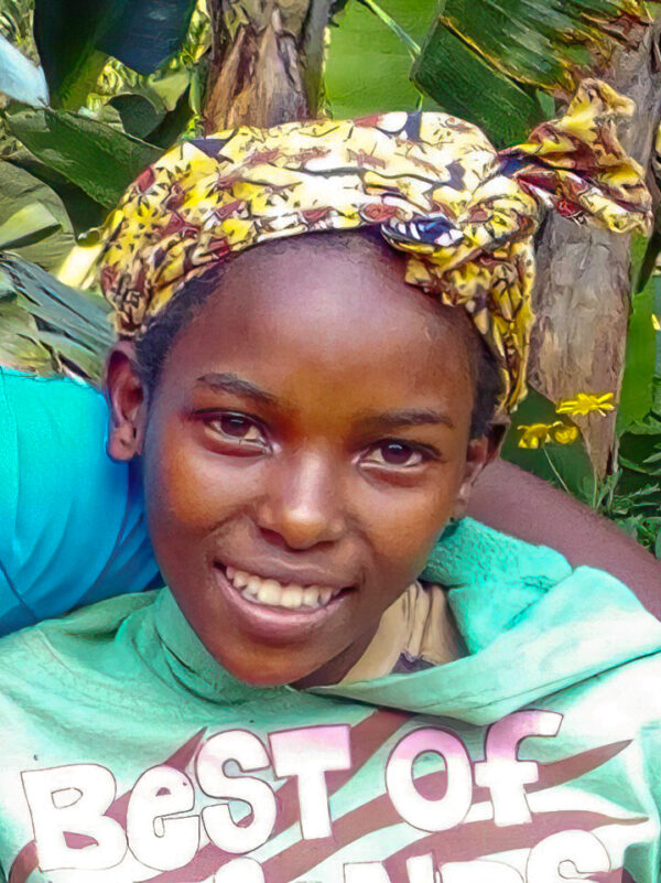 Ugandan girl with yellow scarf on head