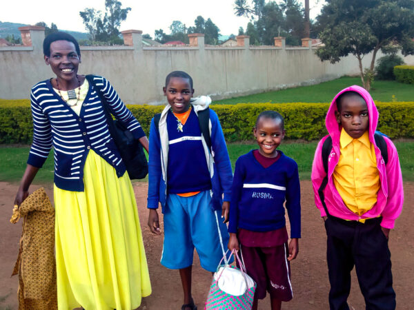 Ugandan family in colorful clothing