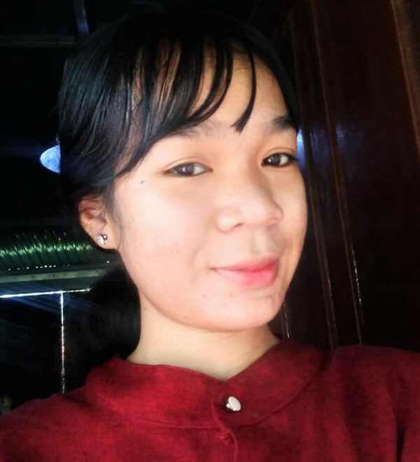 Cambodian girl wearing a burgundy shirt