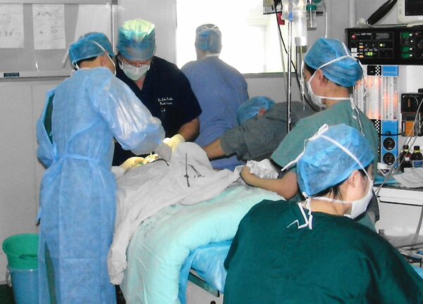Cleft surgery team performing surgery