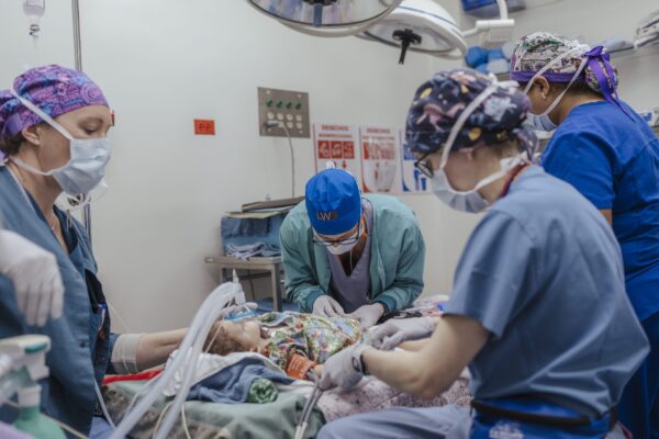 Cleft surgery team operating on little patient